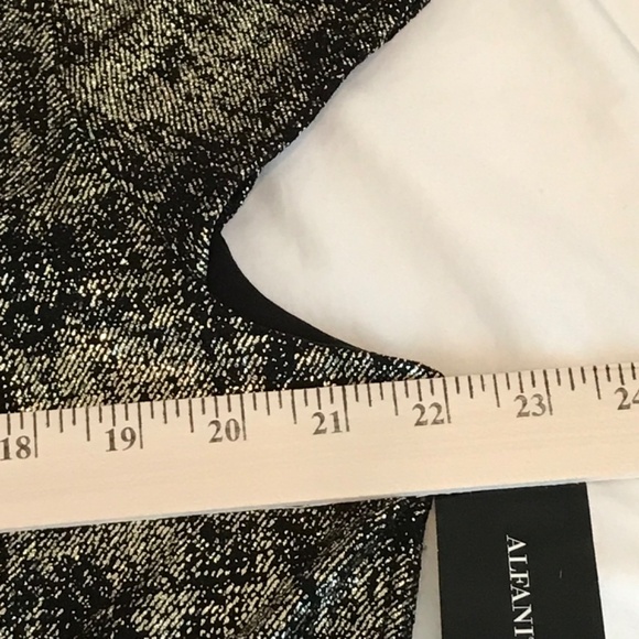 ALFANI Rose Shimmer Metallic Fit & Flare Dress Black Gold Women’s Plus Size 16 - Picture 12 of 16